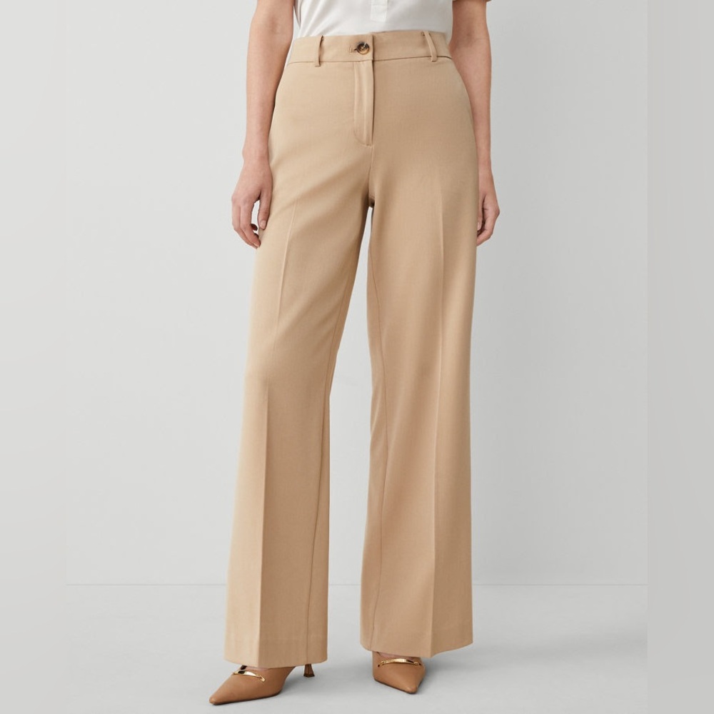 Ann Taylor Wide-Leg Dress Pants in Beige